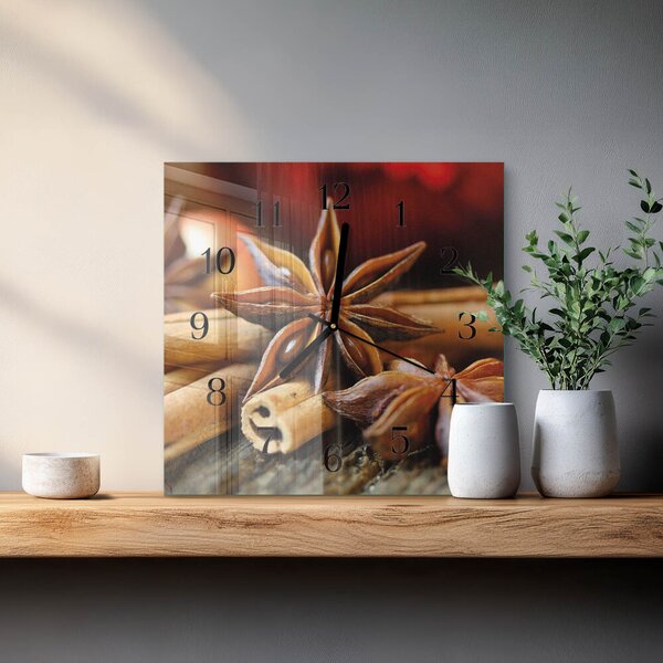 Skleněné hodiny na stěnu Anýzová skořice zskc-30x30-00181568
