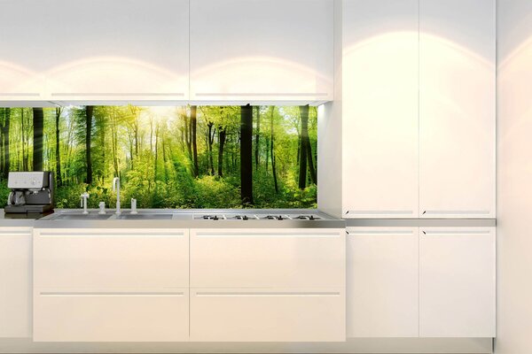 DIMEX | Fototapeta do kuchyně Svěží les KI-180-133 | 180 x 60 cm | zelená, hnědá