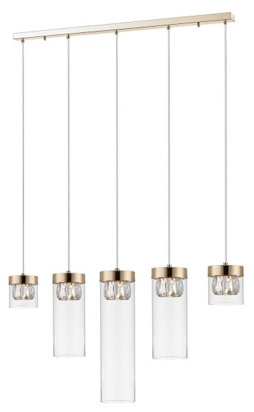 Zuma Line P0389-05E-F7AC - Křišťálový lustr na lanku GEM 5xG9/28W/230V