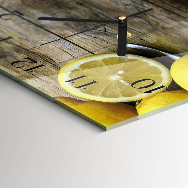 Skleněné hodiny na stěnu Šťavnaté citrony zskc-30x30-00181589