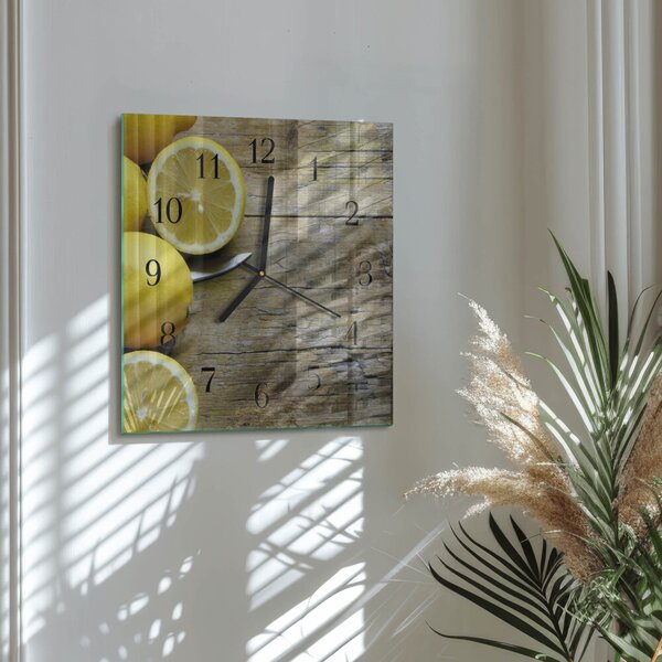 Skleněné hodiny na stěnu Šťavnaté citrony zskc-30x30-00181589