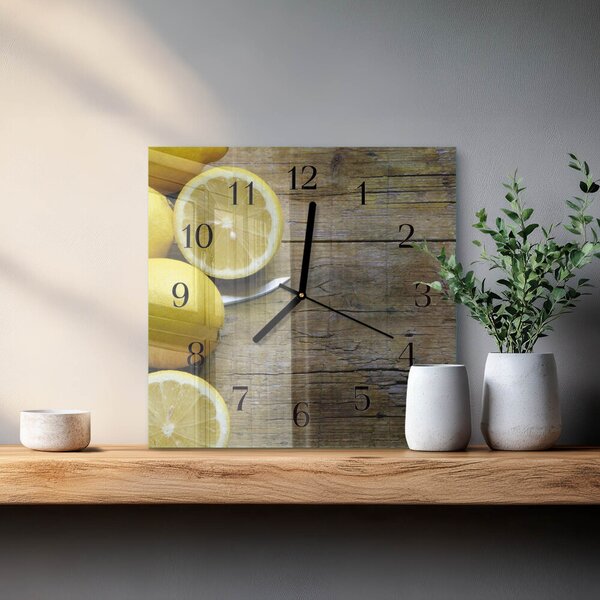 Skleněné hodiny na stěnu Šťavnaté citrony zskc-30x30-00181589