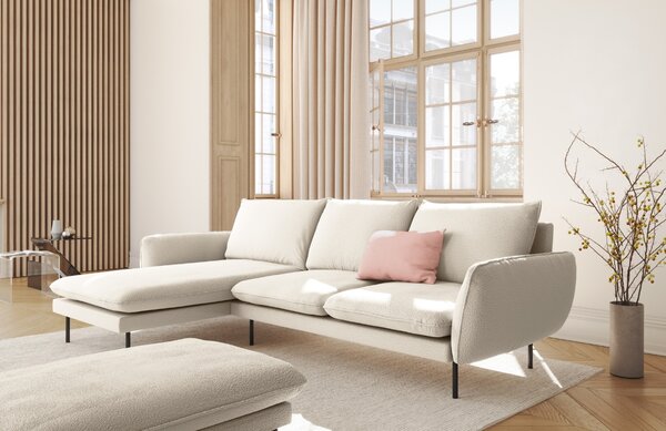 -25 % Dny MOMENTI– Cosmopolitan Design Béžová bouclé rohová pohovka Vienna 255 cm, levá