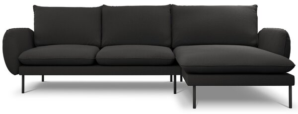 -25 % Dny MOMENTI– Cosmopolitan Design Černá bouclé rohová pohovka Vienna 255 cm, pravá