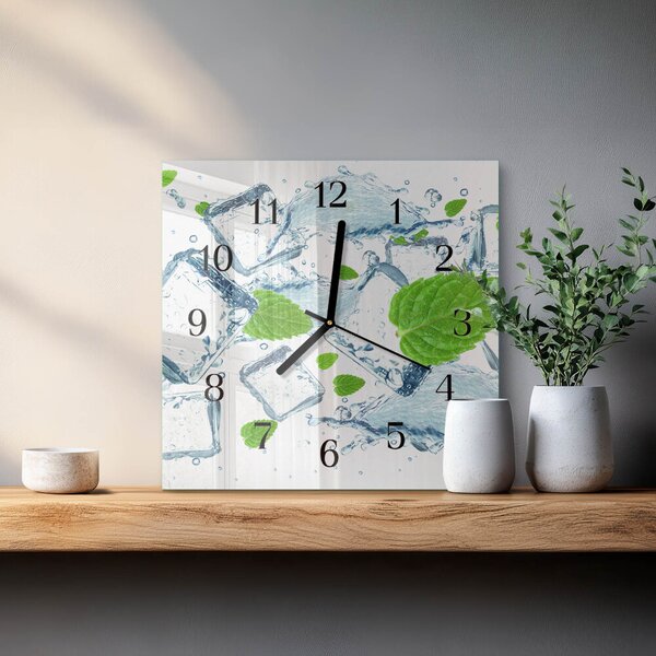 Skleněné hodiny na stěnu Ledová máta zskc-30x30-00181101