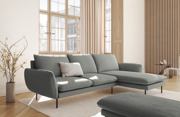 -25 % Dny MOMENTI– Cosmopolitan Design Šedá bouclé rohová pohovka Vienna 255 cm, pravá