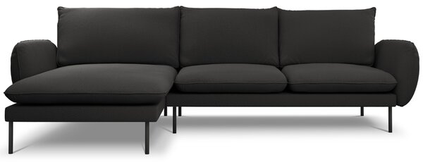 -25 % Dny MOMENTI– Cosmopolitan Design Černá bouclé rohová pohovka Vienna 255 cm, levá