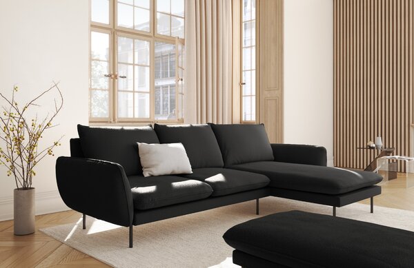 -25 % Dny MOMENTI– Cosmopolitan Design Černá bouclé rohová pohovka Vienna 255 cm, pravá