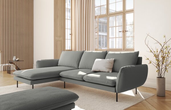 -25 % Dny MOMENTI– Cosmopolitan Design Šedá bouclé rohová pohovka Vienna 255 cm, levá