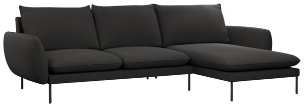 -25 % Dny MOMENTI– Cosmopolitan Design Černá bouclé rohová pohovka Vienna 255 cm, pravá