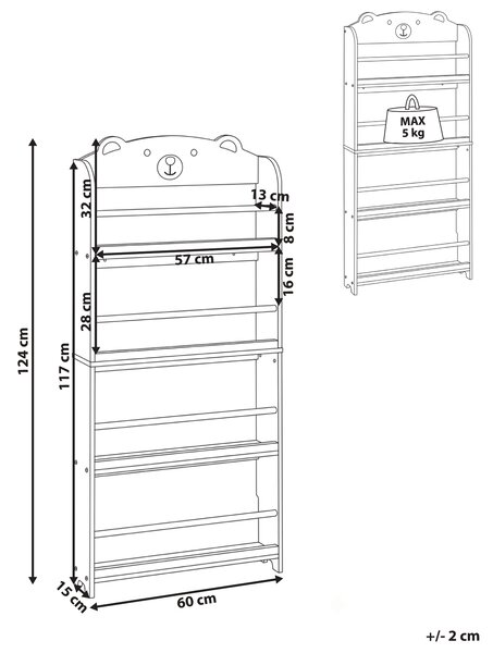 Knihovna se 4 policemi MIMILI 124 cm Bílá