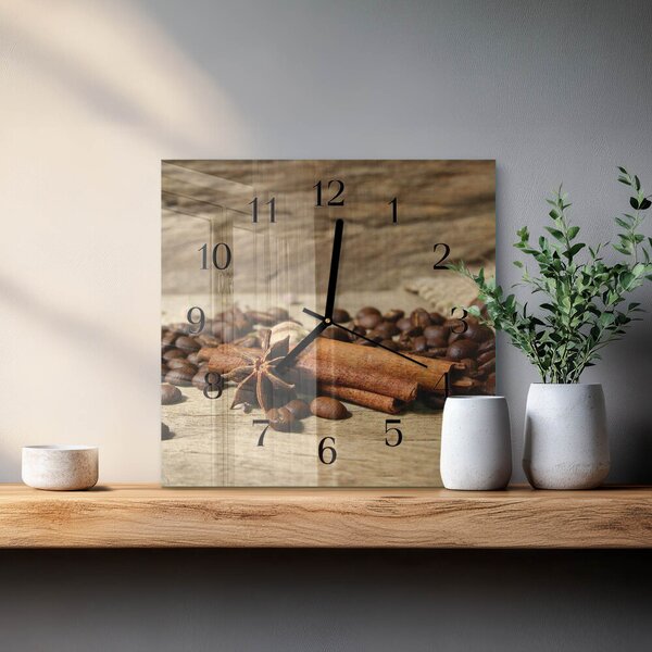 Skleněné hodiny na stěnu Anýzová skořice zskc-30x30-00178176