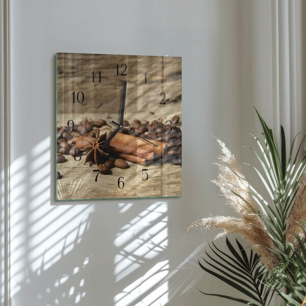 Skleněné hodiny na stěnu Anýzová skořice zskc-30x30-00178176