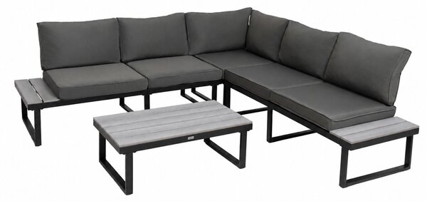 Furnigo Zahradní kovový set Malaga - černý/antracit podušky