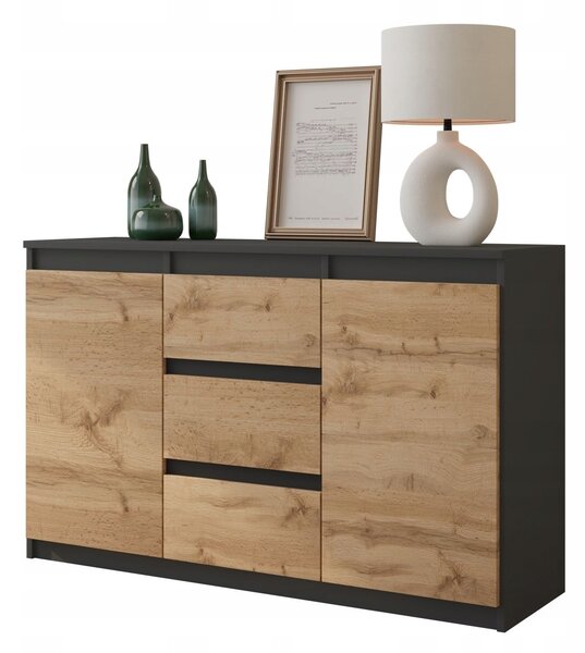 Komoda Furnica 120 x 35 x 75 cm antracit matná