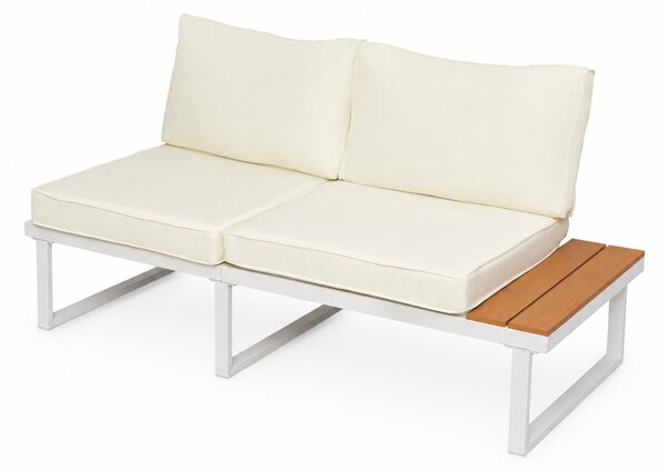 Furnigo Zahradní kovový set Malaga - bílý/krémové polštáře