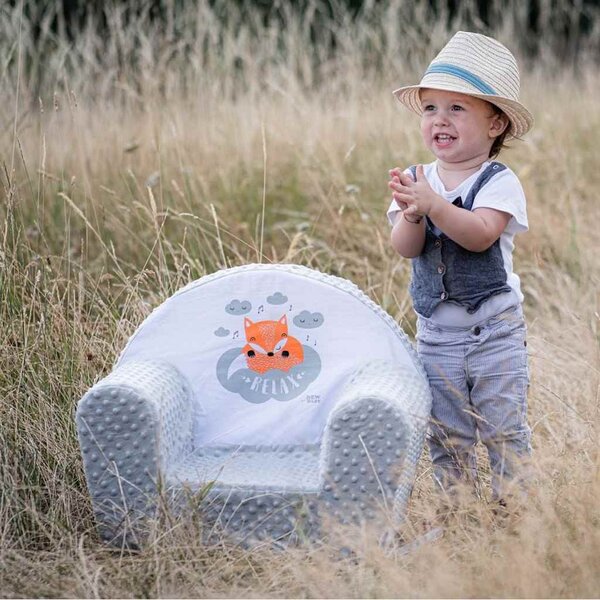 Dětské křeslo z Minky New Baby Liška šedé