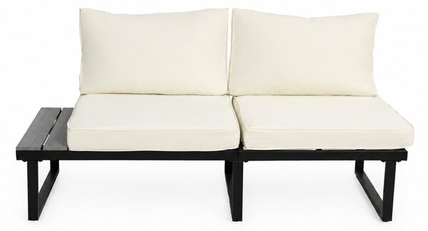 Furnigo Zahradní kovový set Malaga - černý/krémové polštáře