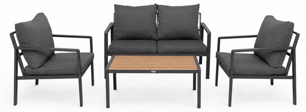 Furnigo Zahradní kovová sestava Valencia - antracit/šedé polštáře