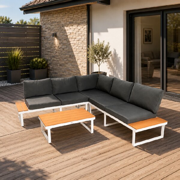Furnigo Zahradní kovový set Malaga - bílý/antracit polštáře