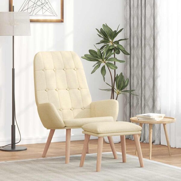 Relaxační křeslo s podnožkou krémové textil 3315151