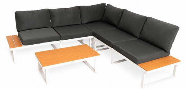 Furnigo Zahradní kovový set Malaga - bílý/antracit polštáře