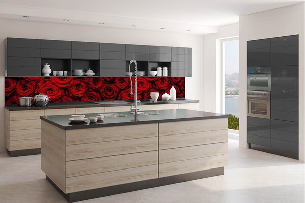 DIMEX | Fototapeta do kuchyně Rudé růže KI-350-132 | 350 x 60 cm | červená