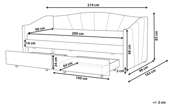 Denní postel s úložným prostorem Tkanina VITTEL 90 x 200 cm Světle béžová