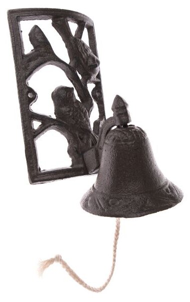 Zvonek s ptactvem litina 10×24×13cm