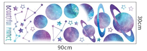 Impresi Samolepka do dětského pokoje Planety - 90x30cm