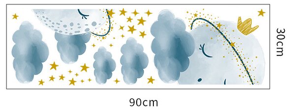 Impresi Samolepka do dětského pokoje Spící měsíc a mráčky - 90x30cm