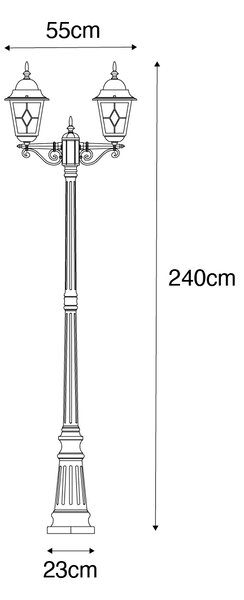 Venkovní lampa s vintage designem starožitné zlato 240 cm 2-světlo - Antigua