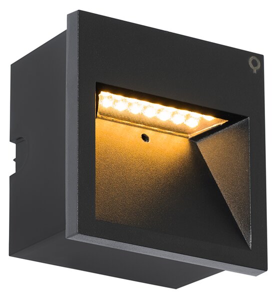 Sada 4 moderních zapuštěných nástěnných svítidel černá vč. LED - Gem 2