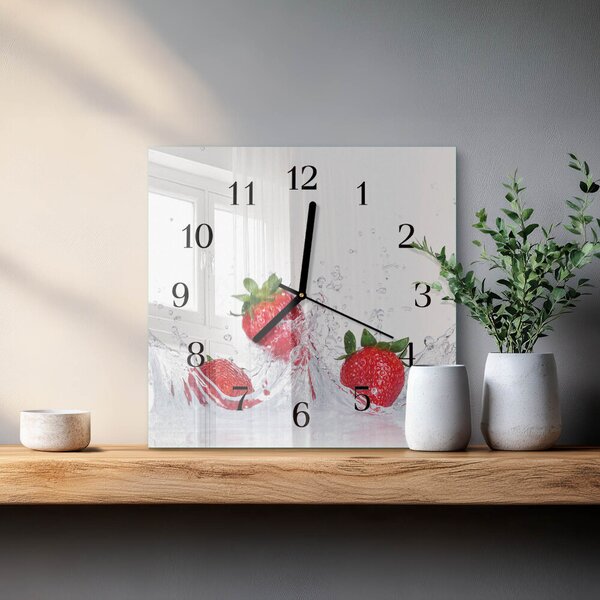 Skleněné hodiny na stěnu Jahoda zskc-30x30-00181317