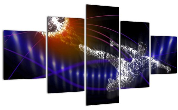 Obraz fotbalisty ve skoku (125x70 cm)