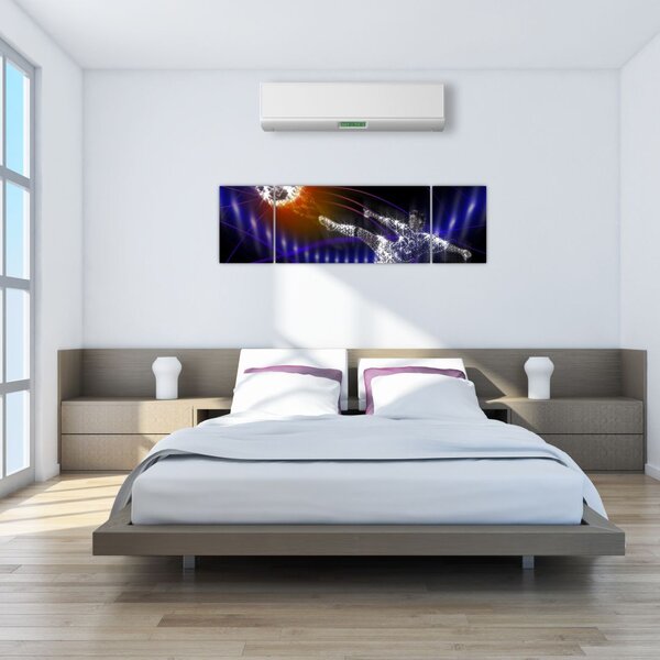 Obraz fotbalisty ve skoku (170x50 cm)