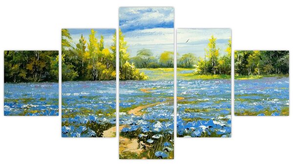 Obraz - Cestička v poli, olejomalba (125x70 cm)