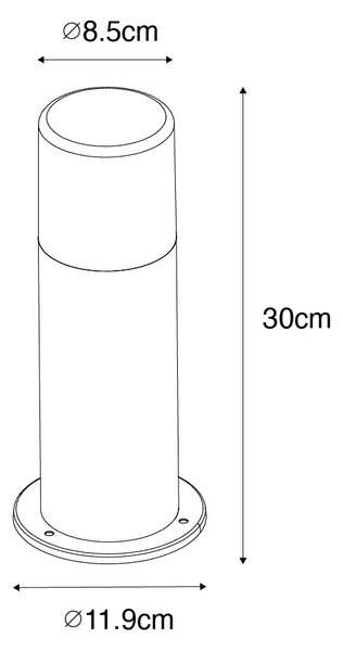 Stojací venkovní lampa černá s kouřovým stínítkem 30 cm IP44 - Odense