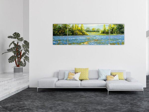 Obraz - Cestička v poli, olejomalba (170x50 cm)