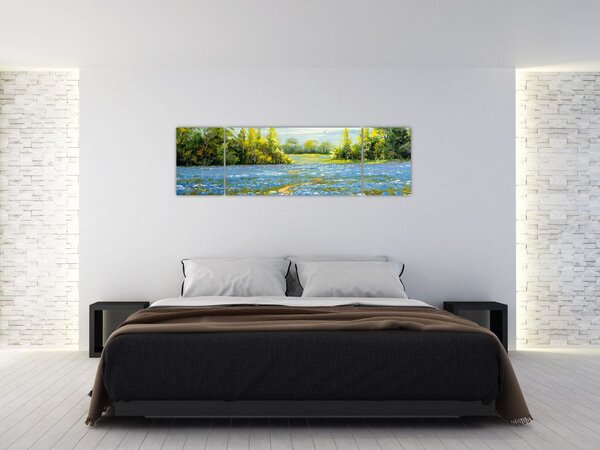Obraz - Cestička v poli, olejomalba (170x50 cm)