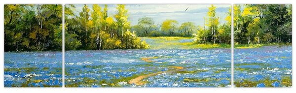 Obraz - Cestička v poli, olejomalba (170x50 cm)
