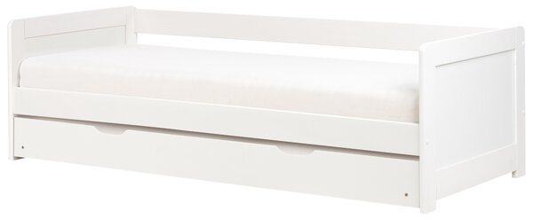 Rozkládací postel Borovicové dřevo GRAVELINES 90 x 200 cm Bílá