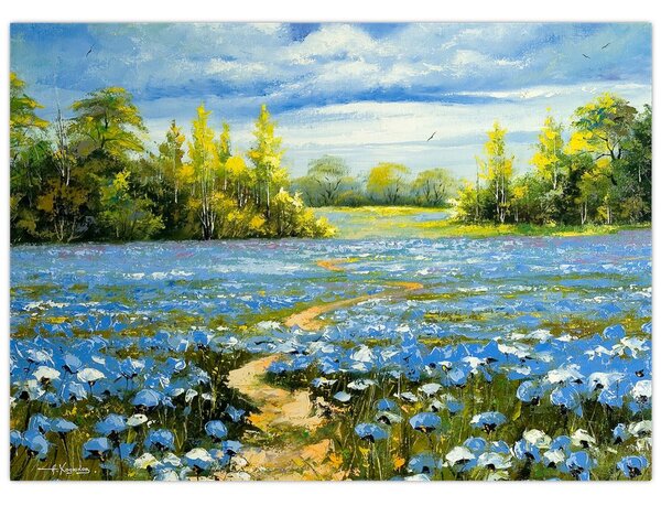 Obraz - Cestička v poli, olejomalba (70x50 cm)