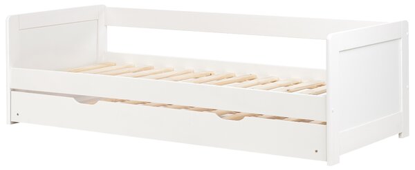 Rozkládací postel Borovicové dřevo GRAVELINES 90 x 200 cm Bílá