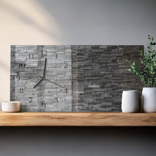 Skleněné hodiny horizontální Kamenná struktura zsppc-60x30-00295384