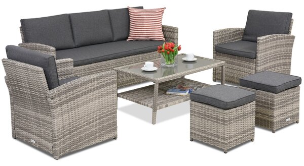 Zahradní nábytek Monaco Coffee 5 + 2 pufy Garden Point světle šedý
