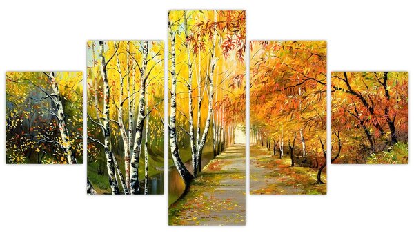 Obraz - Romantická alej podél vody, olejomalba (125x70 cm)