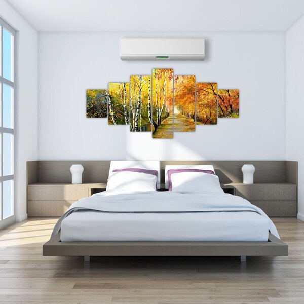 Obraz - Romantická alej podél vody, olejomalba (210x100 cm)