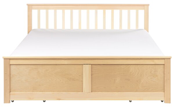 Postel se 4 zásuvkami OLENDON Borovicové dřevo Světle hnědá 160 x 200 cm