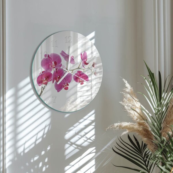 Skleněné hodiny na stěnu Orchidej zsob-fi30-00081722